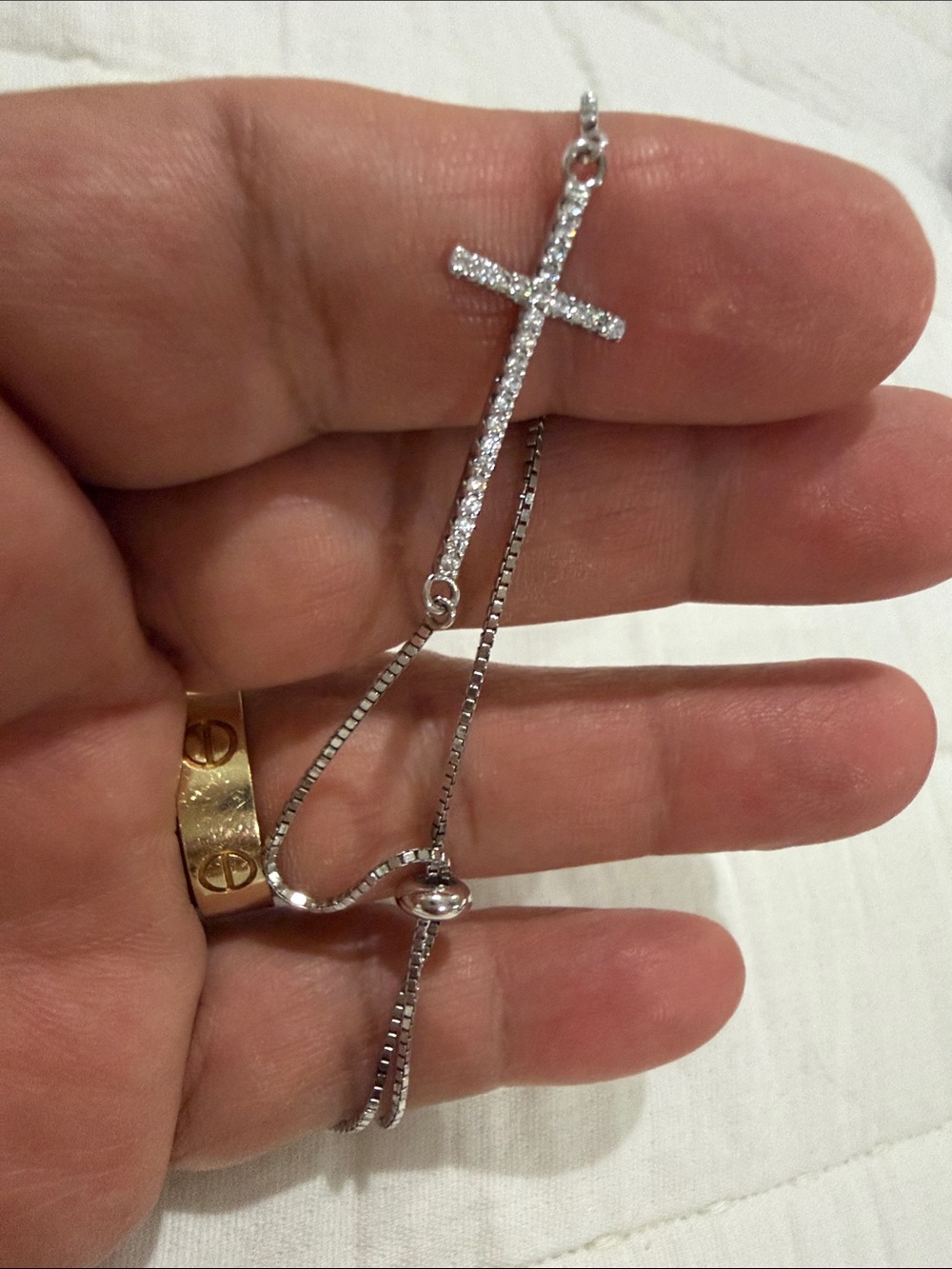 Silver Crystal Cross Bracelet - Women's Jewelry